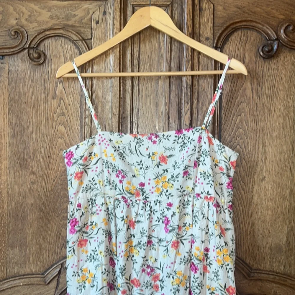 NEW Chelsea & Violet beige pink floral sleeveless linen blend dress - Picture 4 of 14